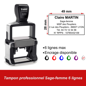 Tampon professionnel Sage-femme 6 lignes