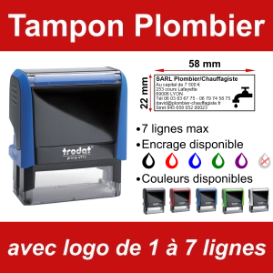 Tampon Plombier/Chauffagiste 7 lignes/logo