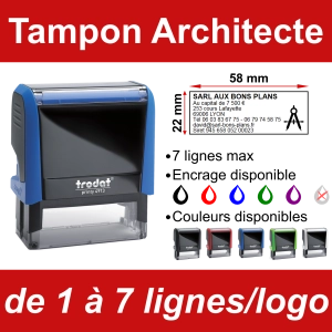 Tampon Architecte 7 lignes/logo