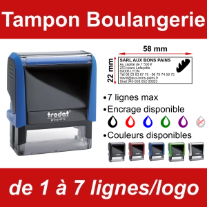 Tampon Boulangerie 7 lignes/logo