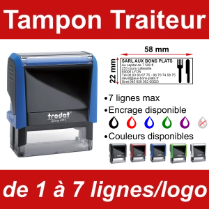 Tampon Traiteur 7 lignes/logo