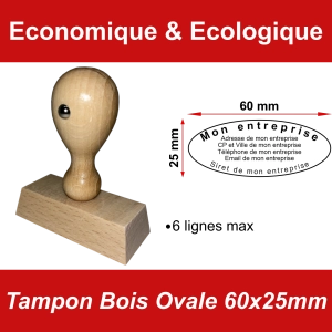 Tampon Bois Ovale 60x25mm