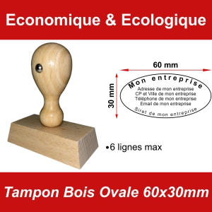 Tampon Bois Ovale 60x30mm