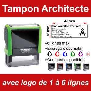 Tampon Architecte 6 lignes/logo