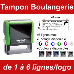 Tampon Boulangerie 6 lignes/logo